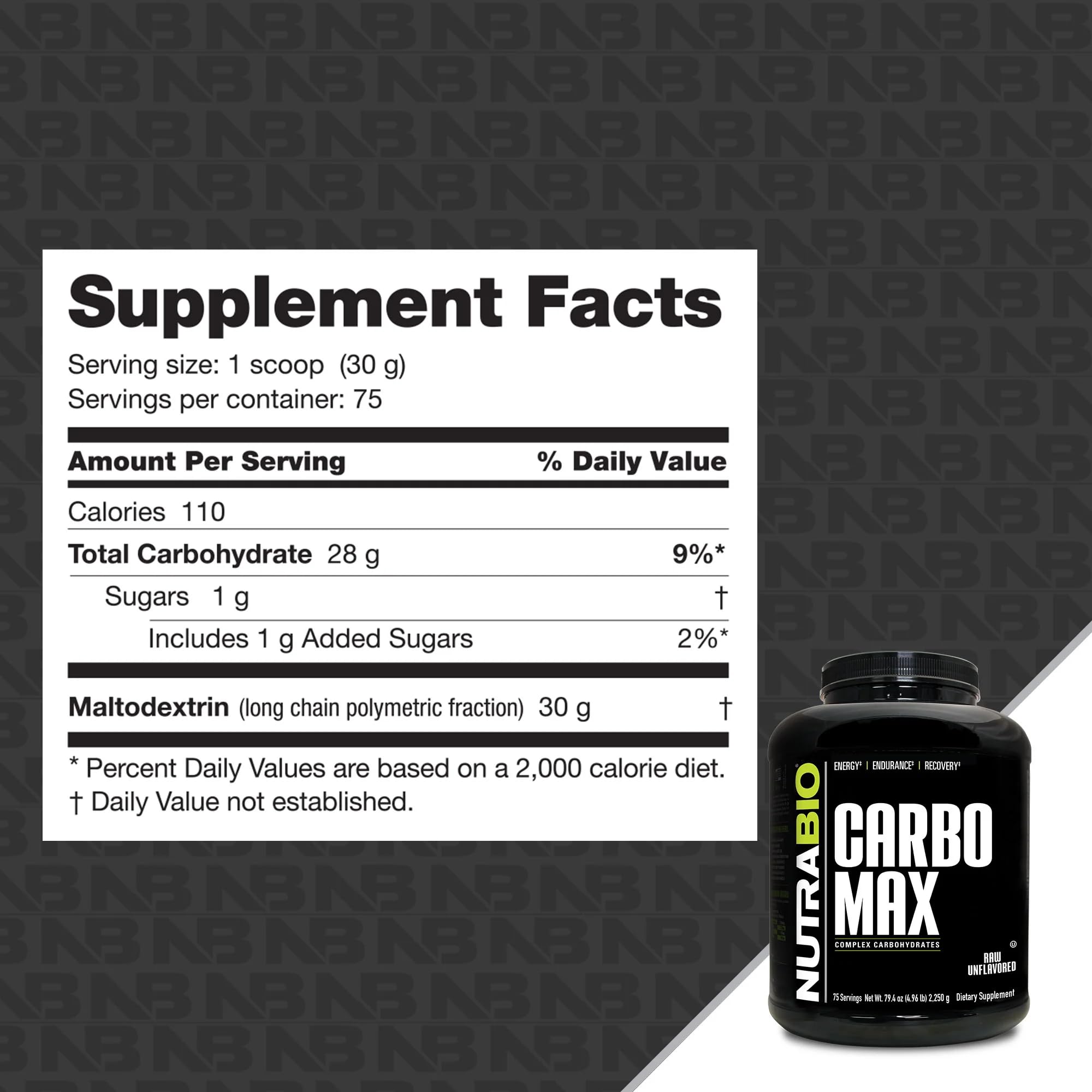 NutraBio CarboMax serving scoop highlights precise measurement for reliable fueling
