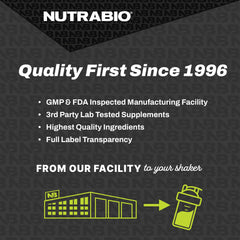 NutraBio Classic Whey powder dissolving quickly for a refreshing shake.