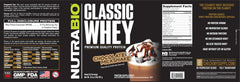 NutraBio Classic Whey label disclosure on pack for transparency.