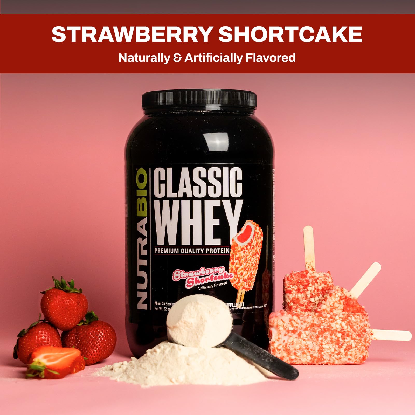 Milk being poured as NutraBio Classic Whey dissolves into a shake.