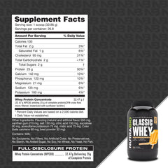 NutraBio Classic Whey Orange Dream tub front showing transparent ingredient information