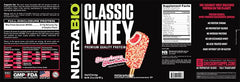 Packaging highlights no artificial colors or preservatives in NutraBio Classic Whey.
