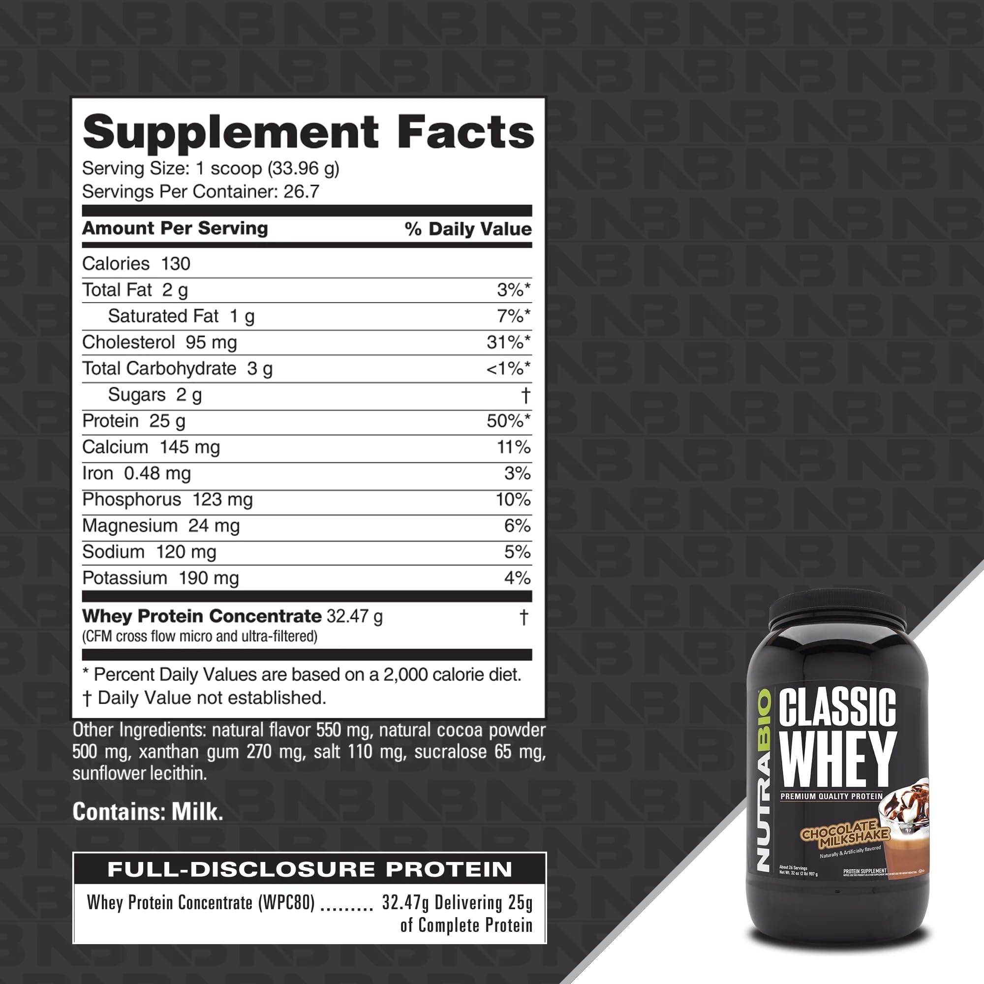NutraBio Classic Whey post-workout shake ready to sip after training.