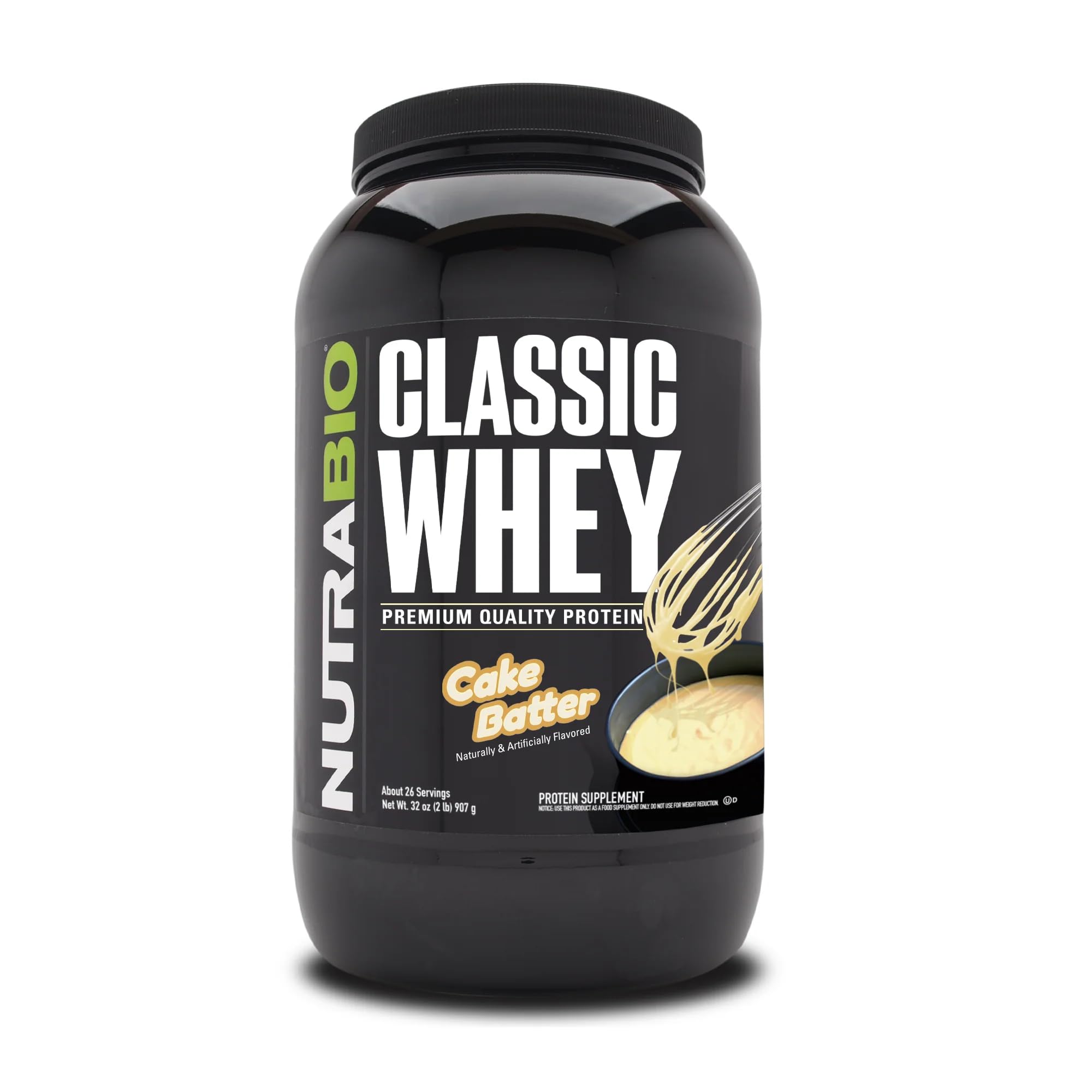NutraBio Classic Whey scoop-dispense for precise servings and convenient mixing.