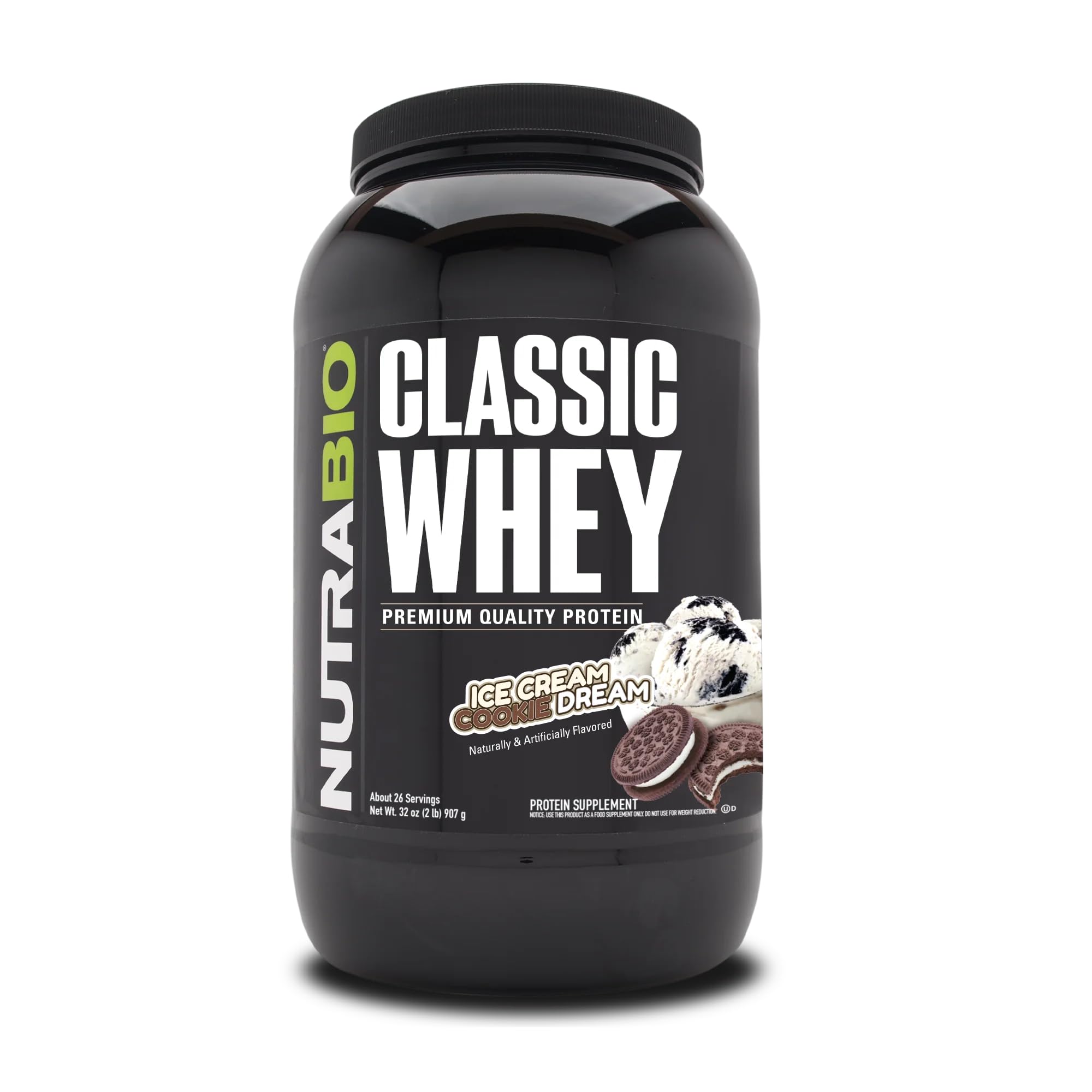 NutraBio Classic Whey scoop in glass for a high-protein post-workout drink