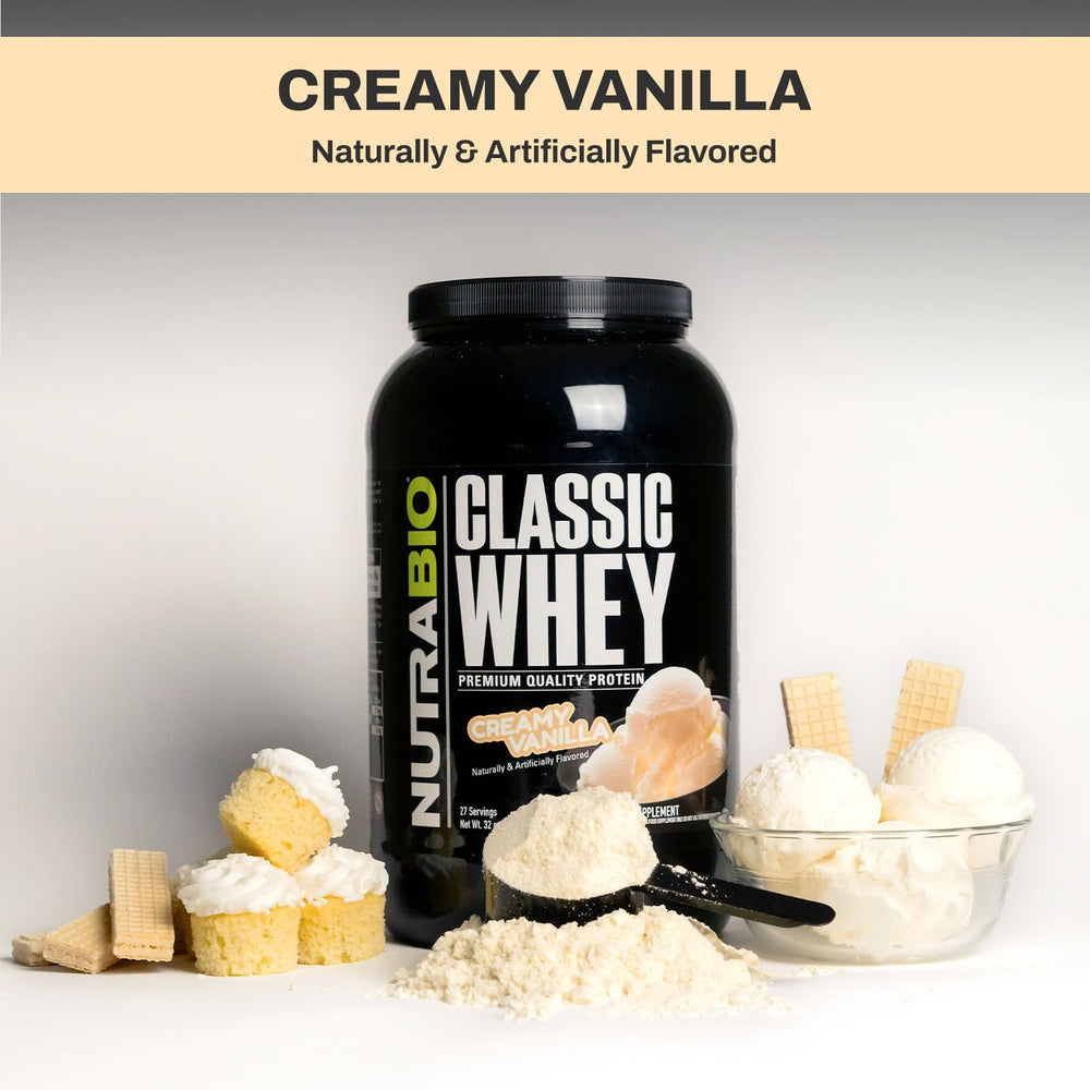 NutraBio Classic Whey shake mixer captures smooth mixing for a high‑protein drink.