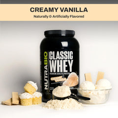 NutraBio Classic Whey shake mixer captures smooth mixing for a high‑protein drink.