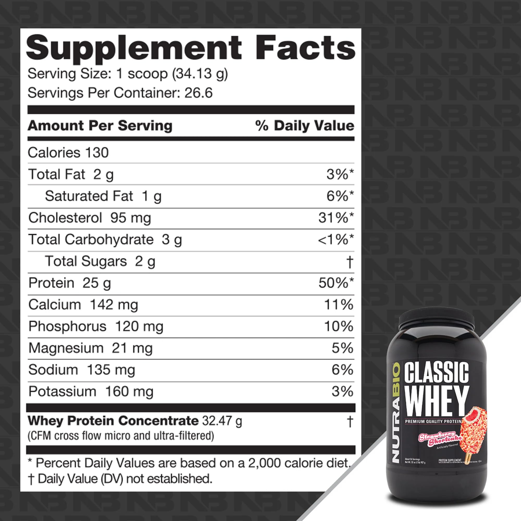 NutraBio Classic Whey strawberry shortcake flavor scoop ready for a smoothie.
