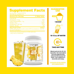 NutraBio Clear Protein Pineapple Splash post-workout drink with fast absorption and refreshing taste.