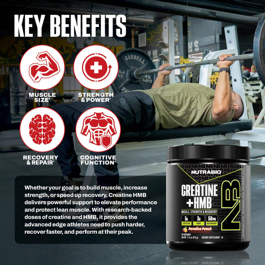 NutraBio Creatine + HMB scoop demonstrates easy portioning for consistent workouts