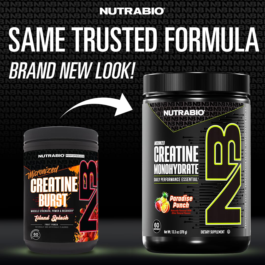 NutraBio creatine powder dispensing scoop for precise workout dosing