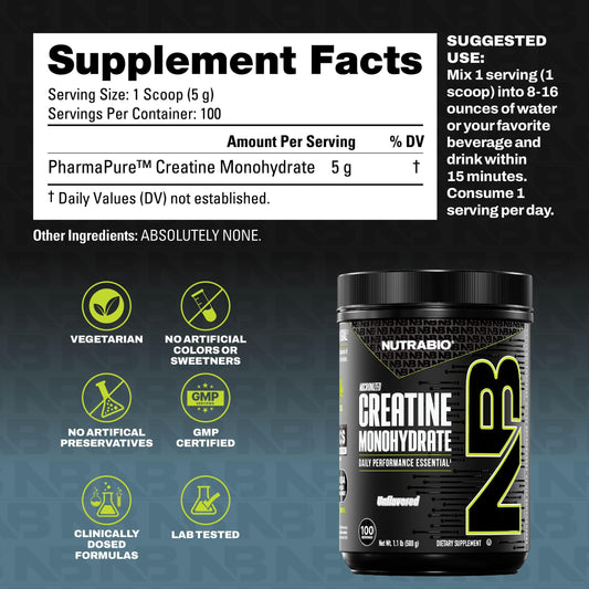 NutraBio creatine powder dissolving in water for a smooth mix during training.