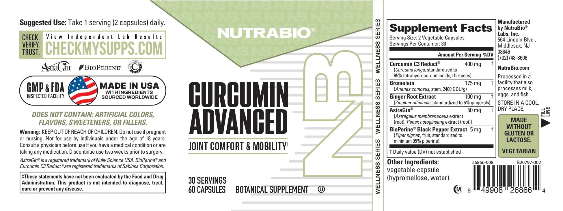 NutraBio Curcumin Advanced illustration of bromelain for digestion