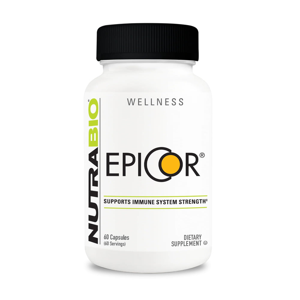 NutraBio Epicor Multi Vitamin bottle shows daily immune and gut support in a convenient capsule pack
