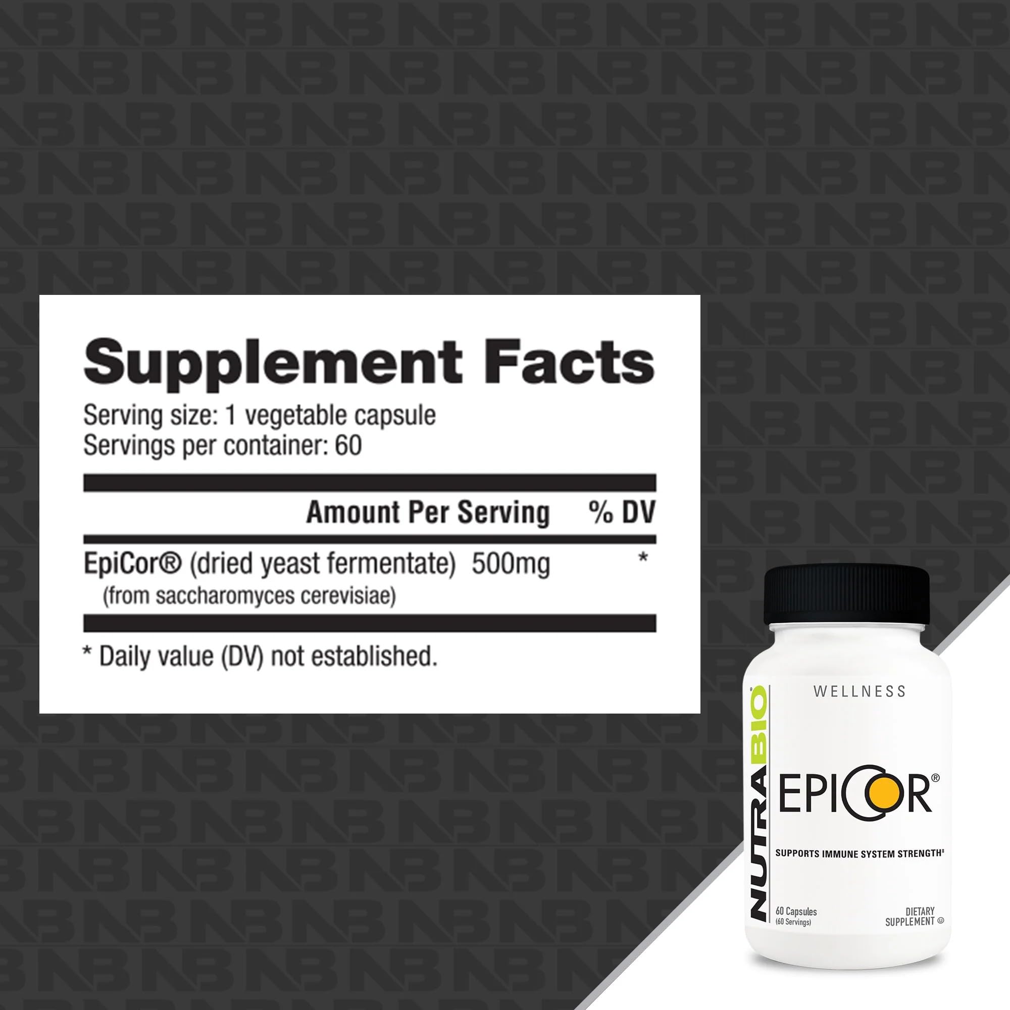 NutraBio Epicor Multi Vitamin capsules closeup highlights small, easy-to-swallow prebiotic capsules