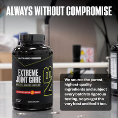 Packaging shot of NutraBio Extreme Joint Care on shelf display.