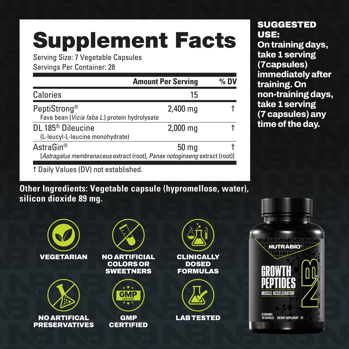 NutraBio Growth Peptides athlete training scene suggesting endurance benefits.