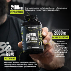 NutraBio Growth Peptides bottle spine for easy shelf display.