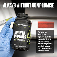 NutraBio Growth Peptides storage scene for organized supplement routine.