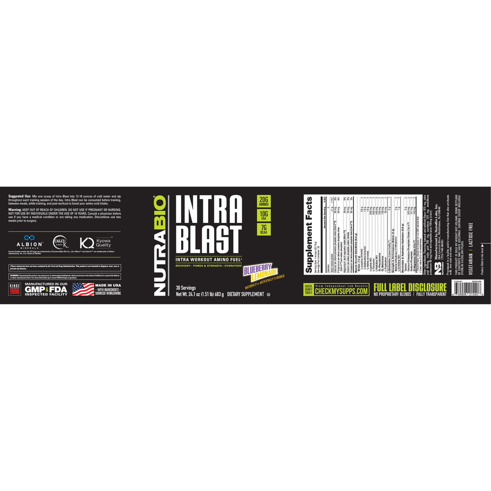 NutraBio Intra Blast 30-serving container for training days.