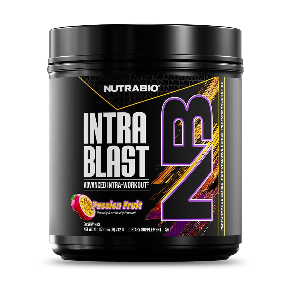 NutraBio Intra Blast bottle pouring powder into water for hydration during training.
