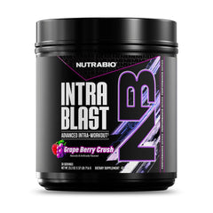 NutraBio Intra Blast bottle highlighting electrolyte hydration during workouts.