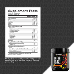 NutraBio Intra Blast dissolving powder in water highlights quick mixability