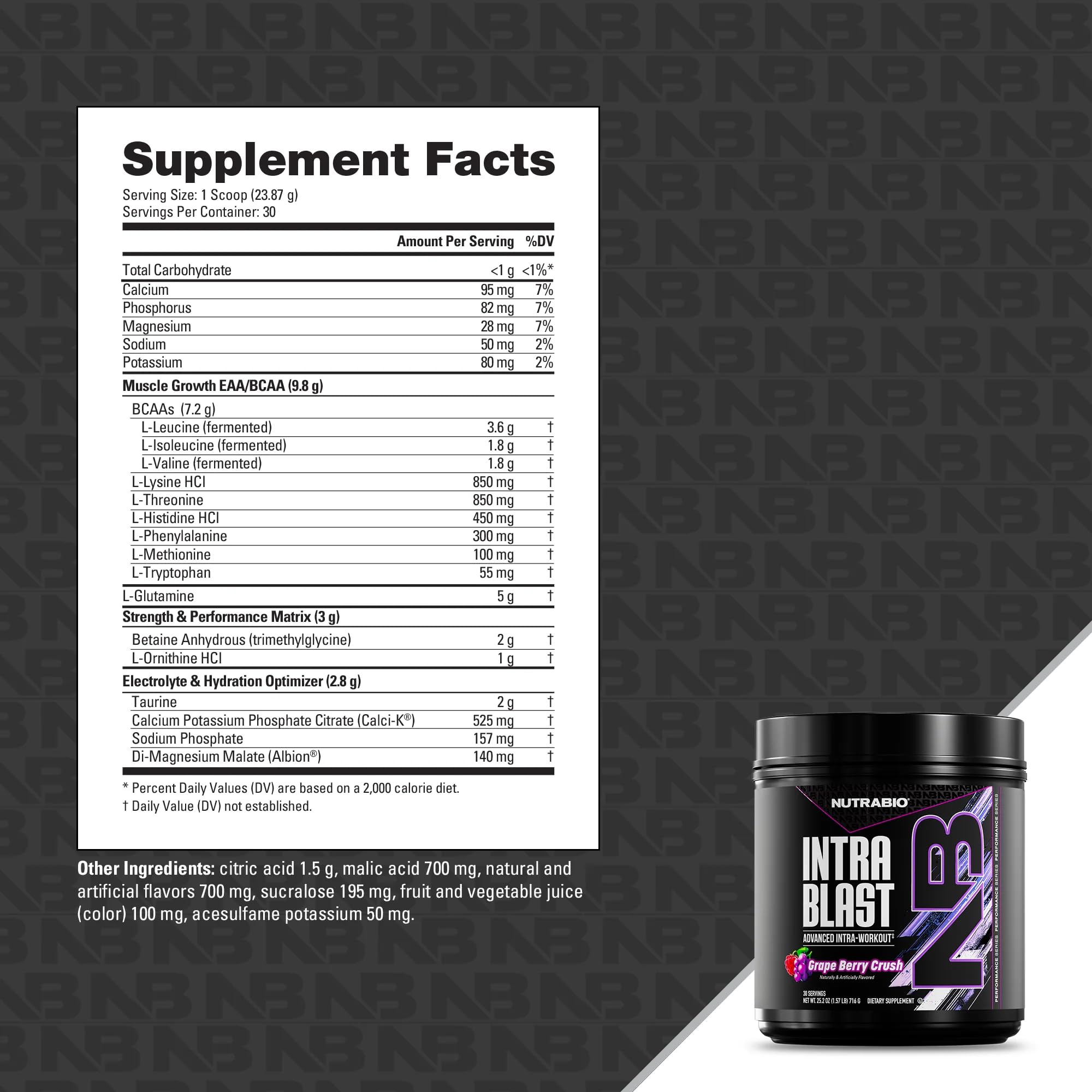 NutraBio Intra Blast glass showing grape berry color and aroma.