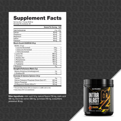 NutraBio Intra Blast scoop level shows easy dosing for intra-workout support