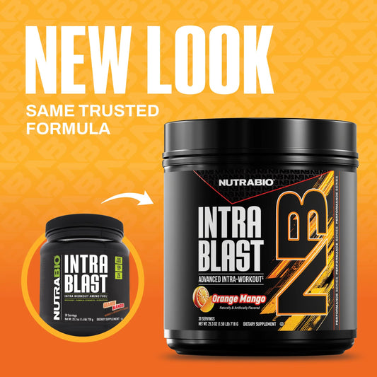 NutraBio Intra Blast serving scoop delivering precise amino acids for steady performance during training.