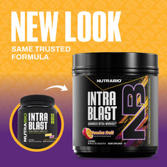 NutraBio Intra Blast shaker mixing powder for improved hydration and performance.