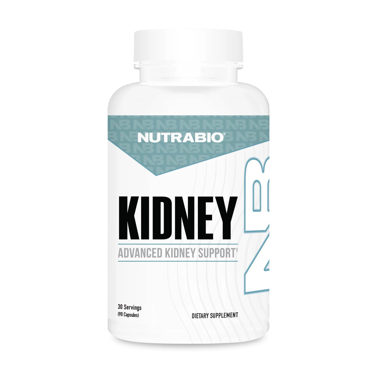 NutraBio Kidney Support bottle front highlighting detox and repair potential