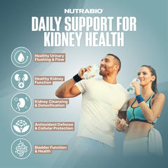 NutraBio Kidney Support bottle pouring capsules demonstrates easy daily dosage