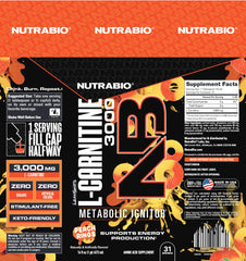 NutraBio L-Carnitine Shots bottle close-up with Vitamin B5