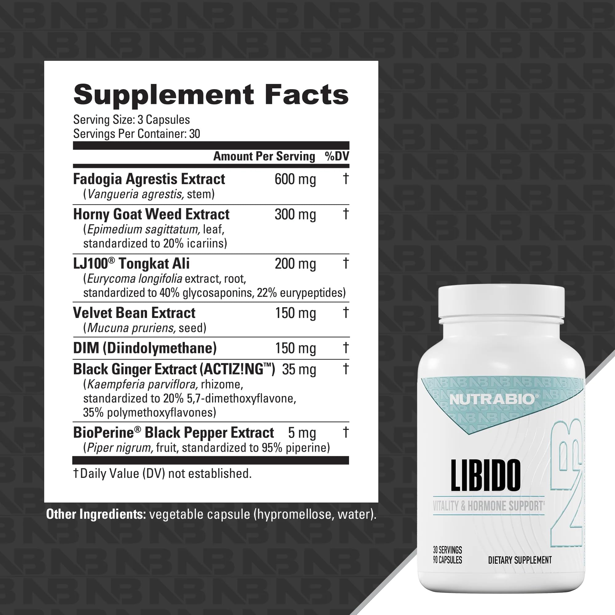NutraBio Libido label front showcases trusted formula and branding.