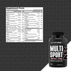 NutraBio Multisport for Women label detail highlighting non GMO and kosher certifications