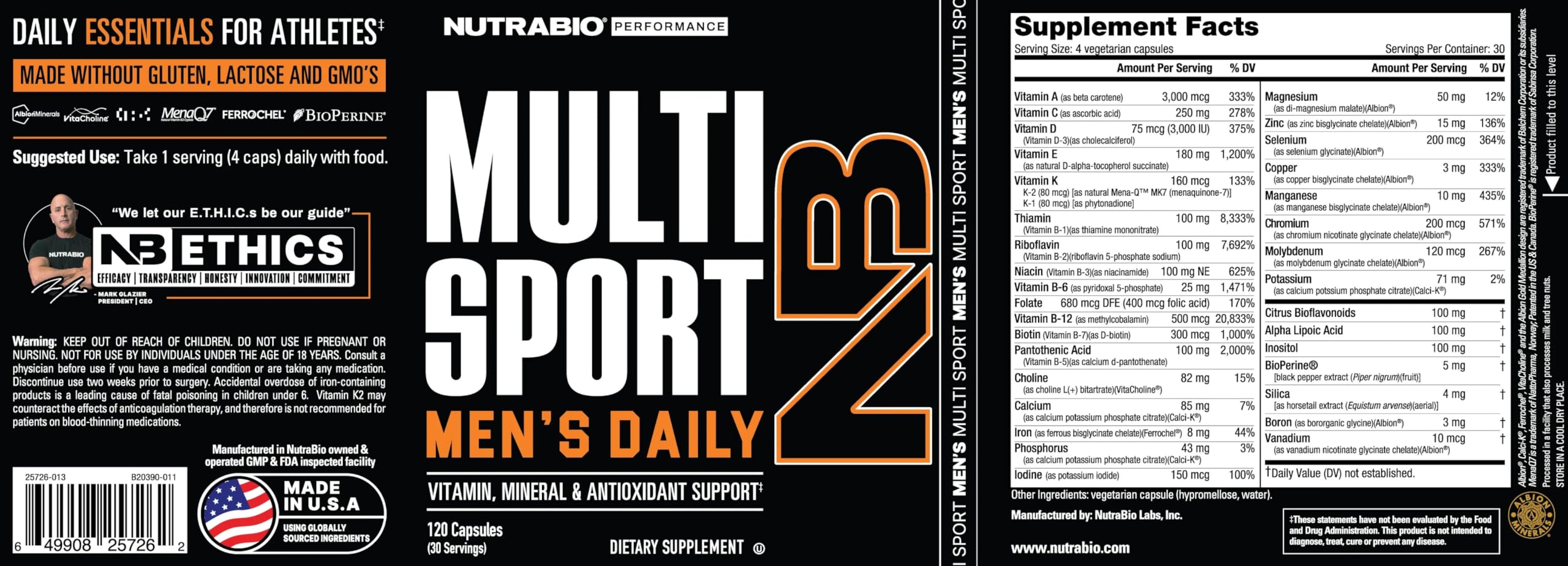 NutraBio Multisport capsules ready for daily athletic routines