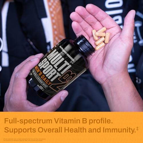NutraBio Multisport non-GMO and gluten-free icons beside bottle