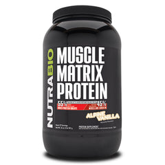 NutraBio Muscle Matrix bottle front view for post-workout recovery preparation