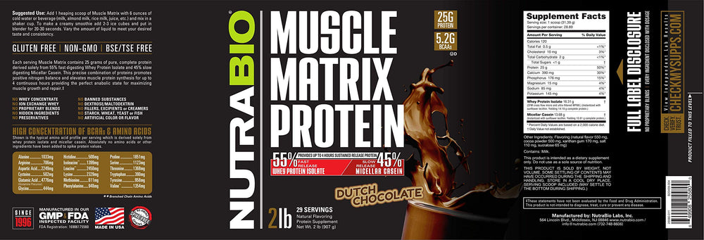 NutraBio Muscle Matrix third-party testing ensures quality.