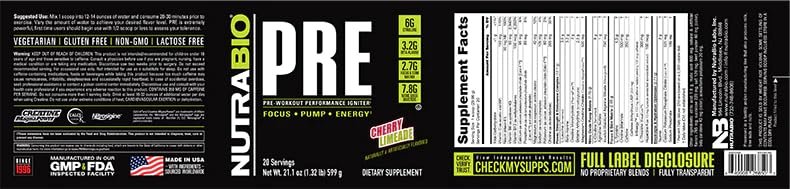 NutraBio PRE Workout Powder electrolytes support hydration during workouts.