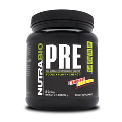 NutraBio PRE Workout Old Formula Strawberry Lemon Bomb tub ready for intense training with focused energy