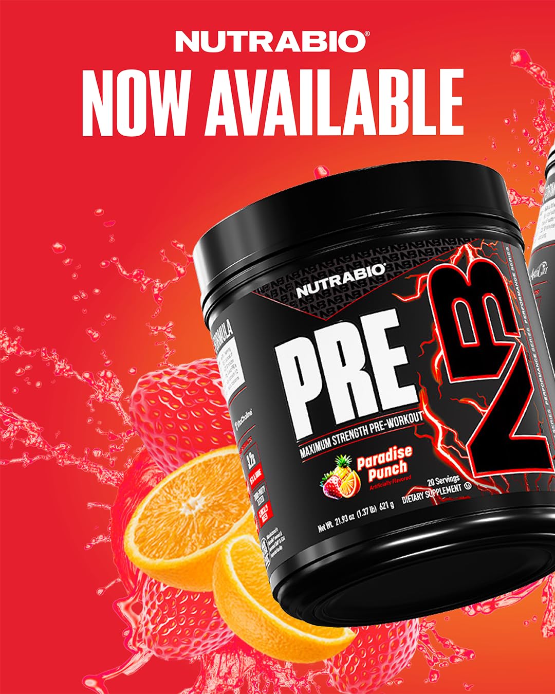 NutraBio Preworkout focus close-up emphasizes laser-like concentration