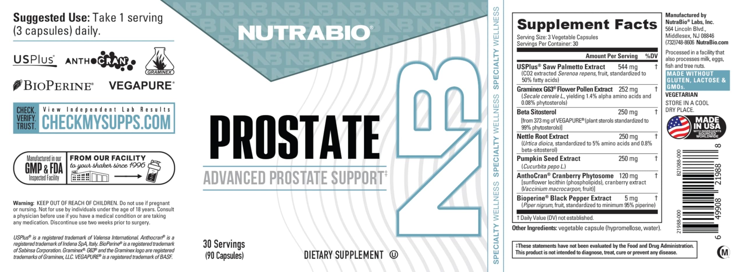 NutraBio Prostate product on a clean countertop for easy access.