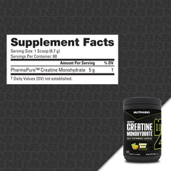 NutraBio Lemon Burst creatine in water shows quick mixability