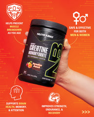 NutraBio Pure Creatine tub front showing Paradise Punch flavor and 300g size