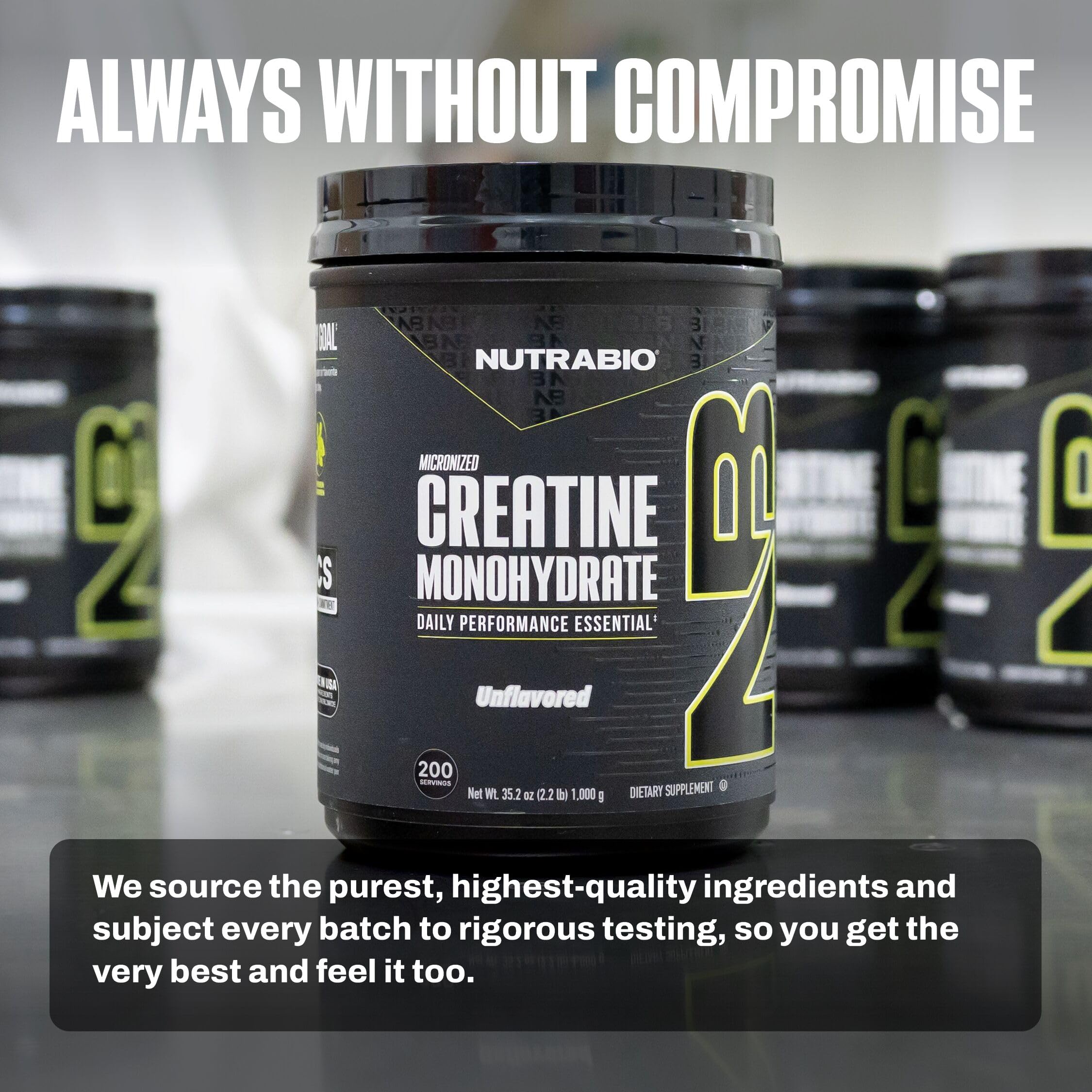 NutraBio micronized creatine powder on a scale for dosage accuracy