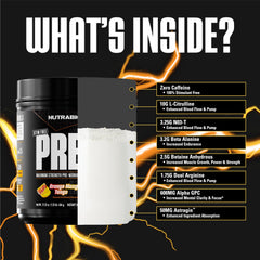 NutraBio Stim-Free PRE Orange Mango pump visual highlights vascular fullness