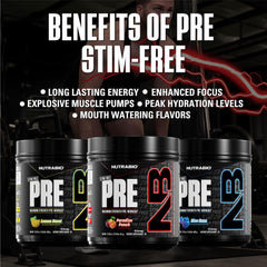 NutraBio Stim-Free Pre-Workout Paradise Punch packaging highlights clean formula.
