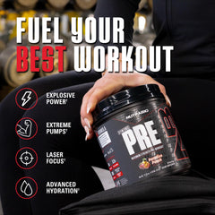 NutraBio Stim-Free Pre-Workout Paradise Punch scoop supports precise dosing.